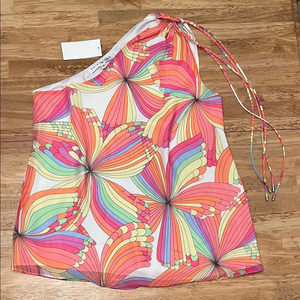Trina Turk Multicolor One-Shoulder Boho Top
